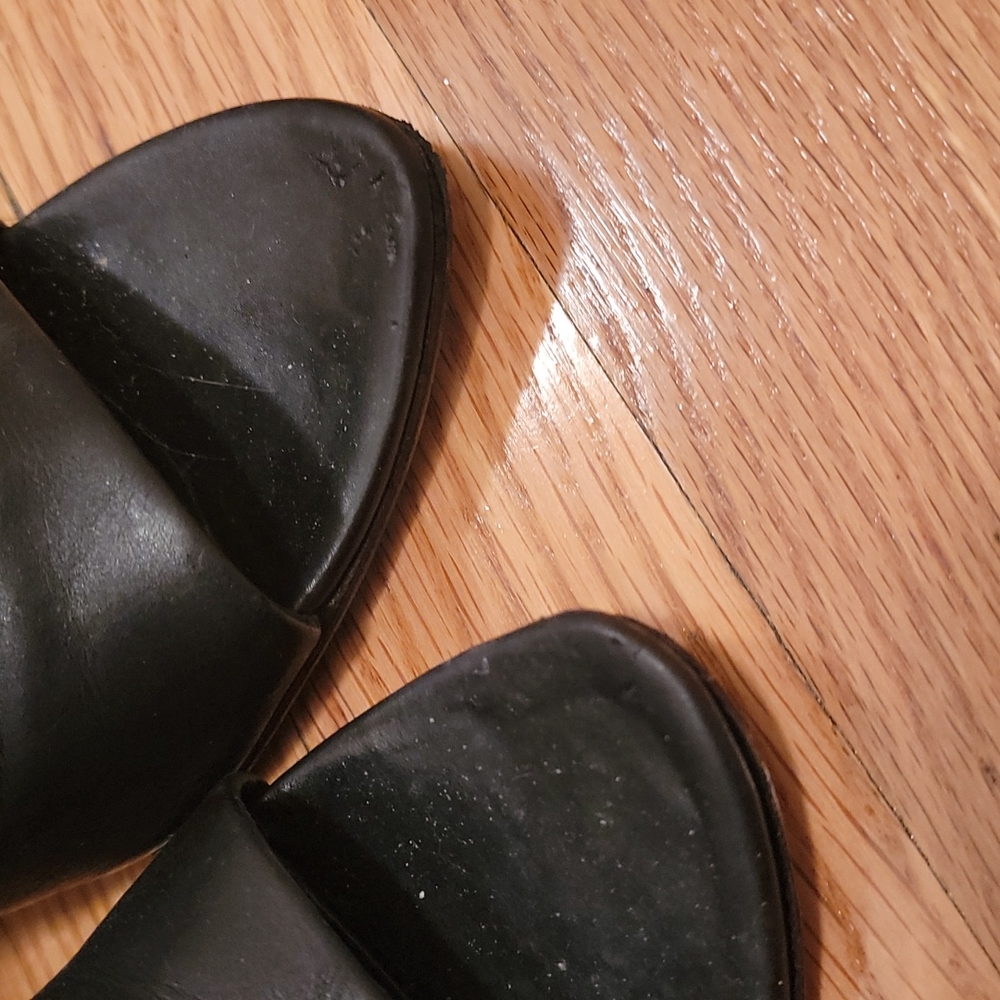 Alexander wang black leather wedge zip sandals size 38 - Picture 3 of 7